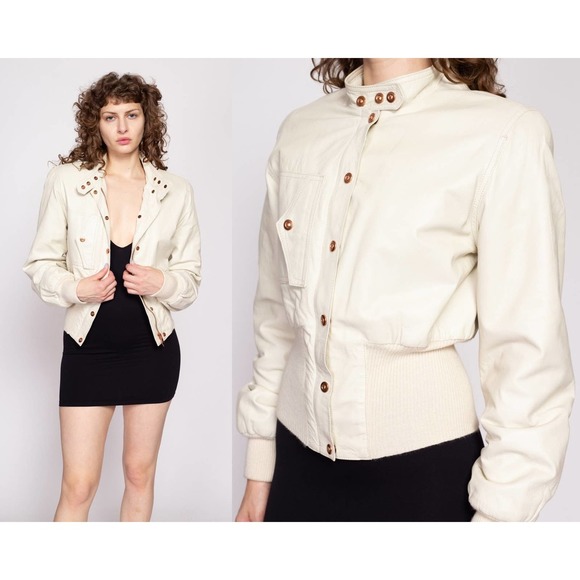90s Jean Paul Gaultier JPG White Leather Moto Jacket - Medium | Vintage Designer - Picture 1 of 10